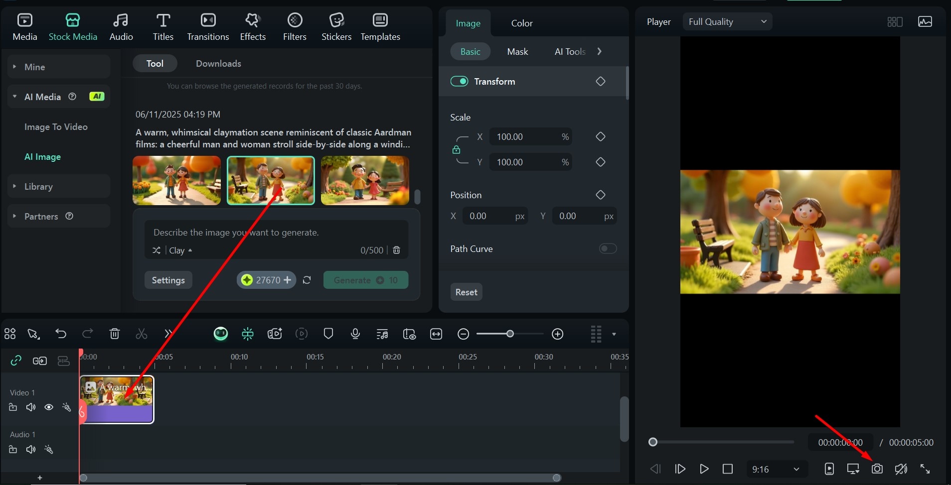 filmora save snapshot