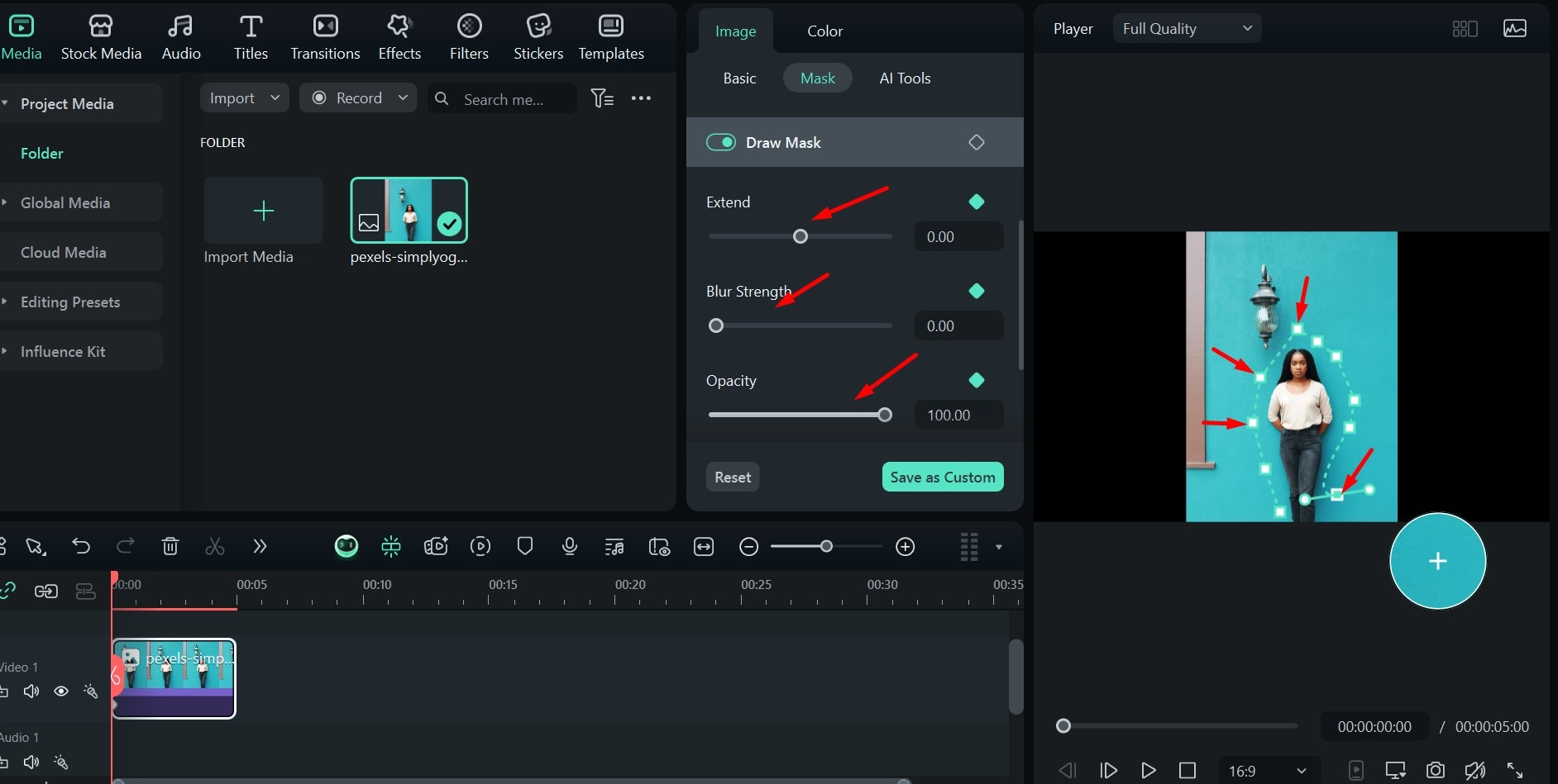 filmora draw mask settings
