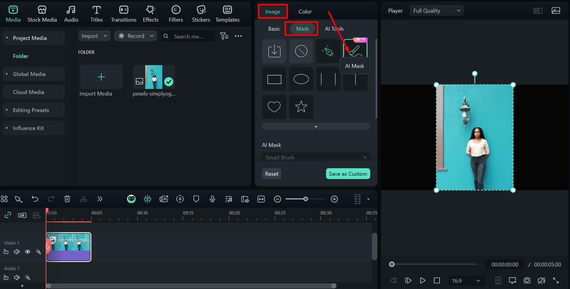 filmora ai mask tool