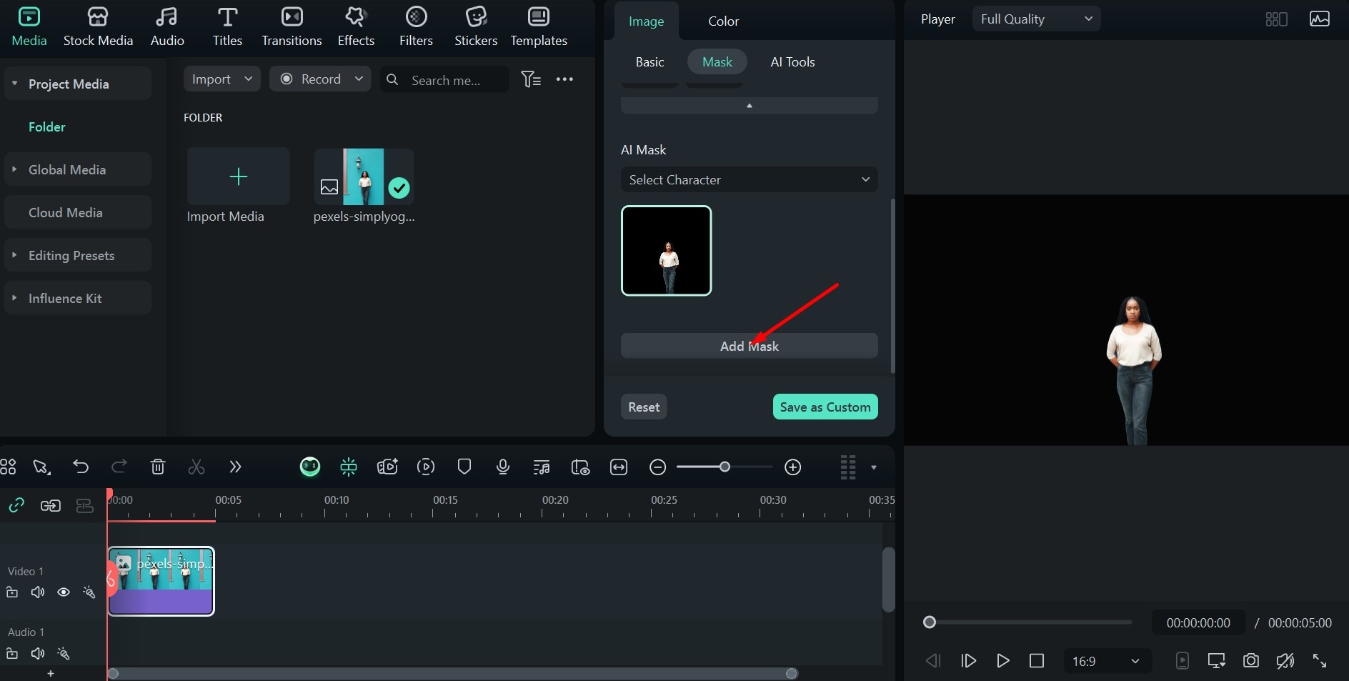 Filmora add ai mask