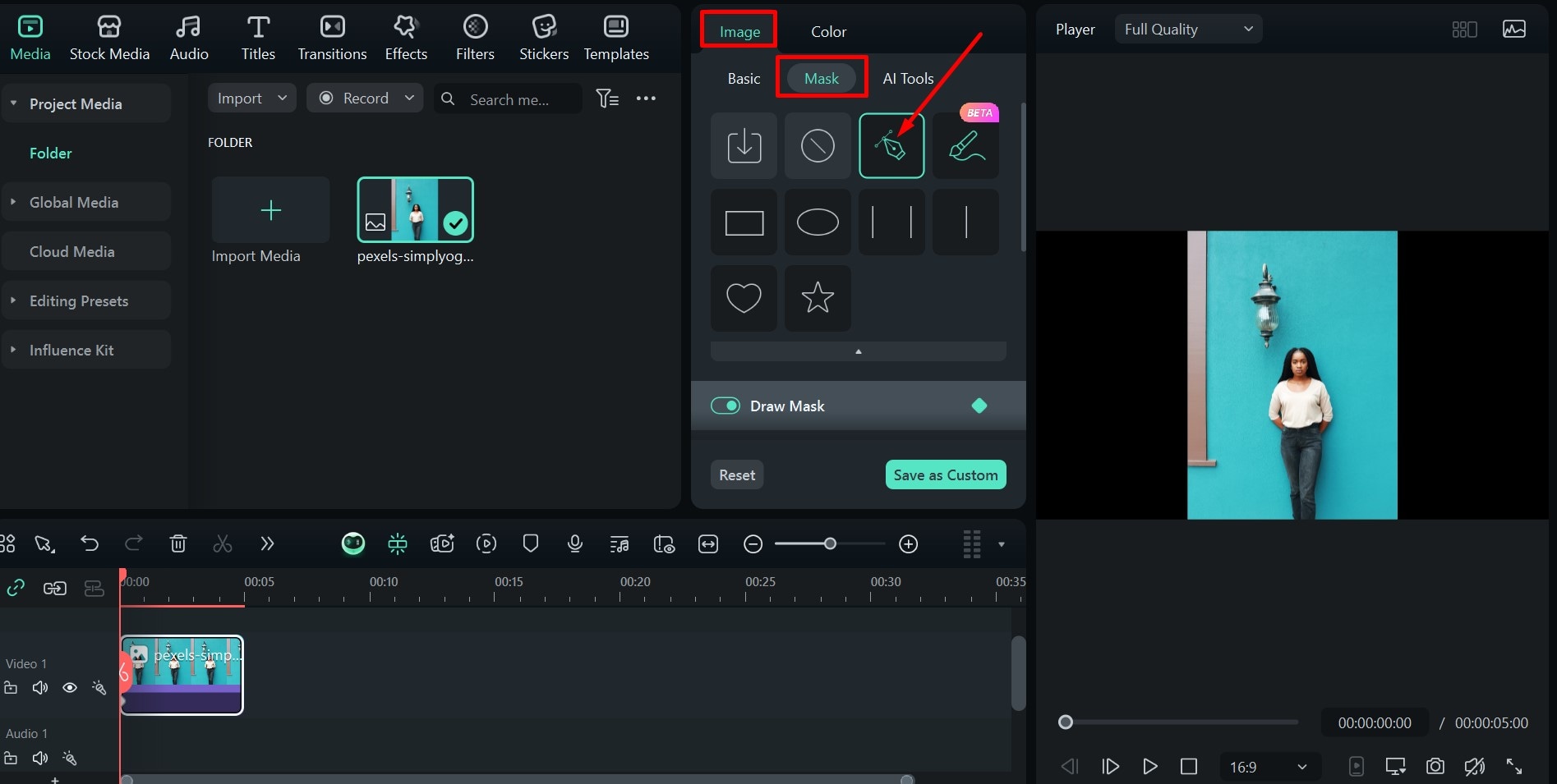 Filmora mask draw tool