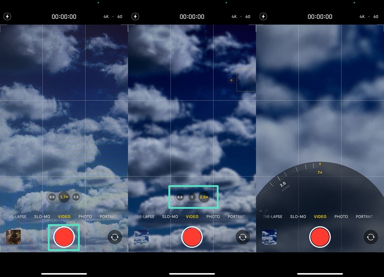 zoom iphone while recording video