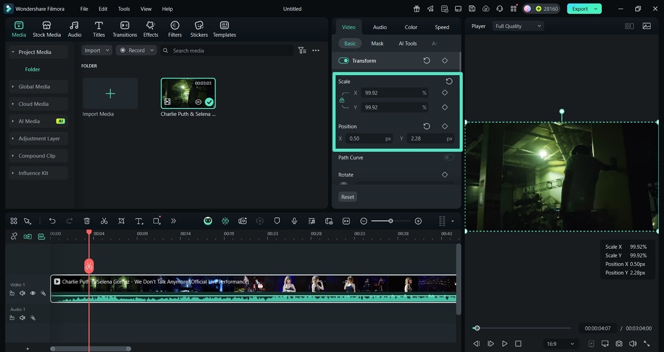 customize scale and position video
