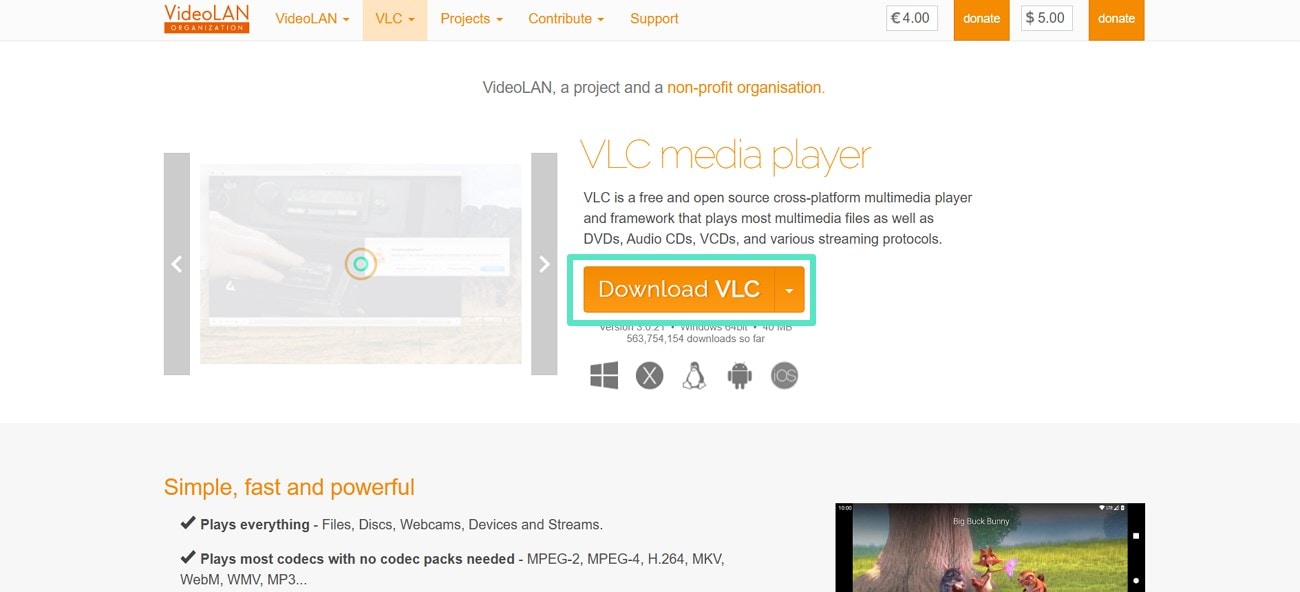 download vlc platform to device