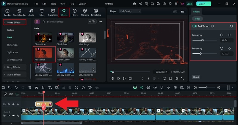 apply video effects from library