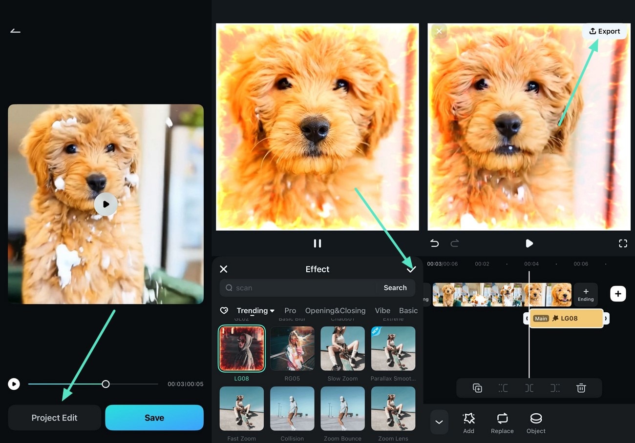 apply effects and export
