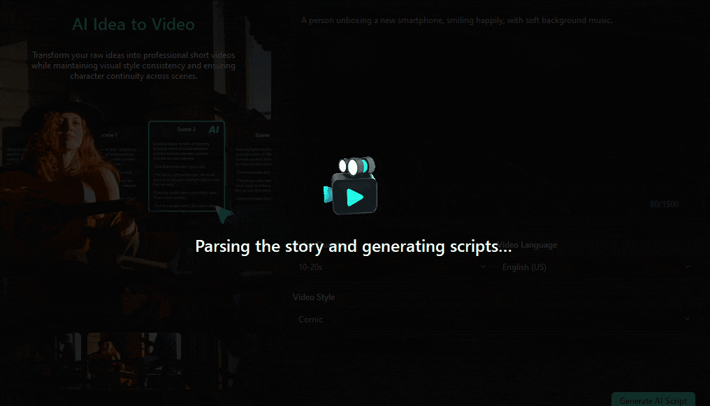 parse the story and generate script
