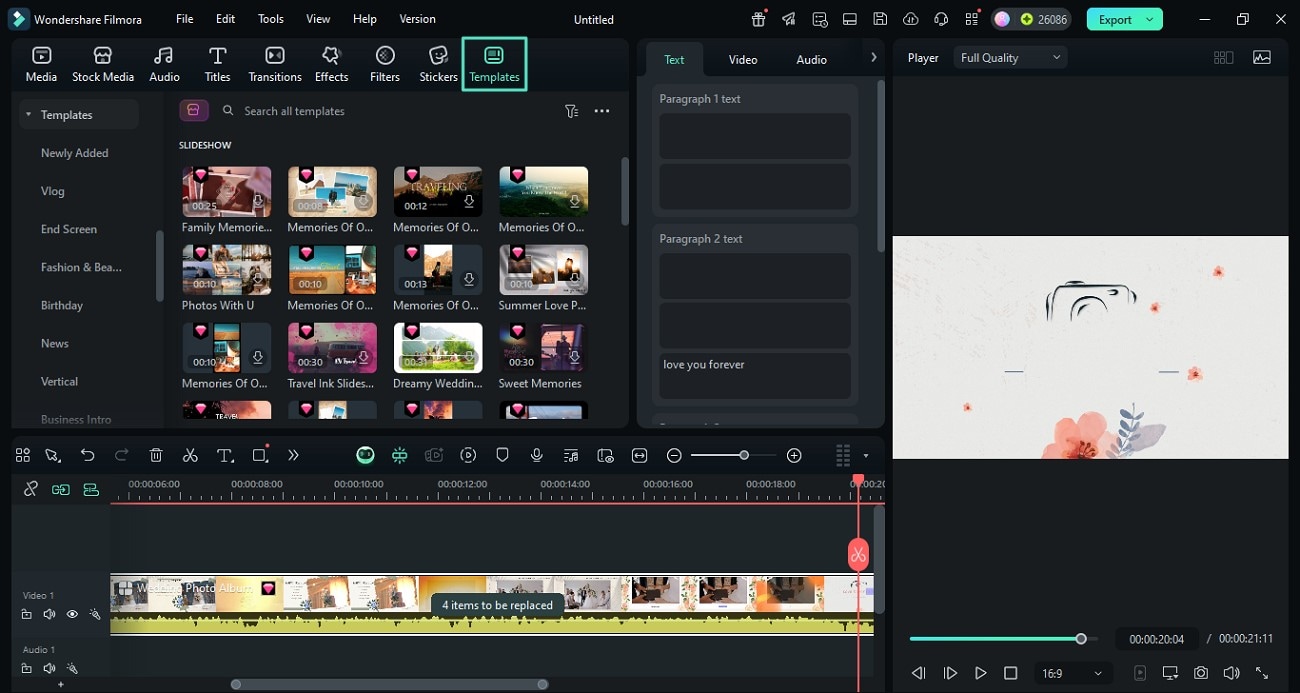 select video template storyboard