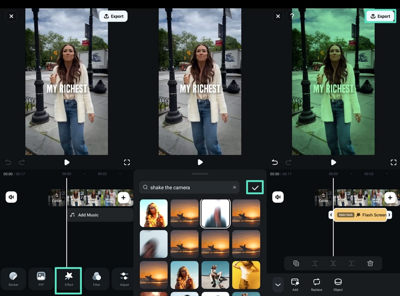 shake camera effect and export
