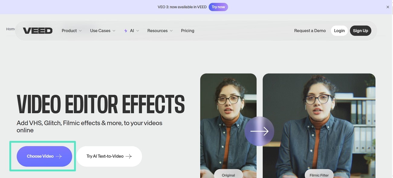 choose video on veed.io