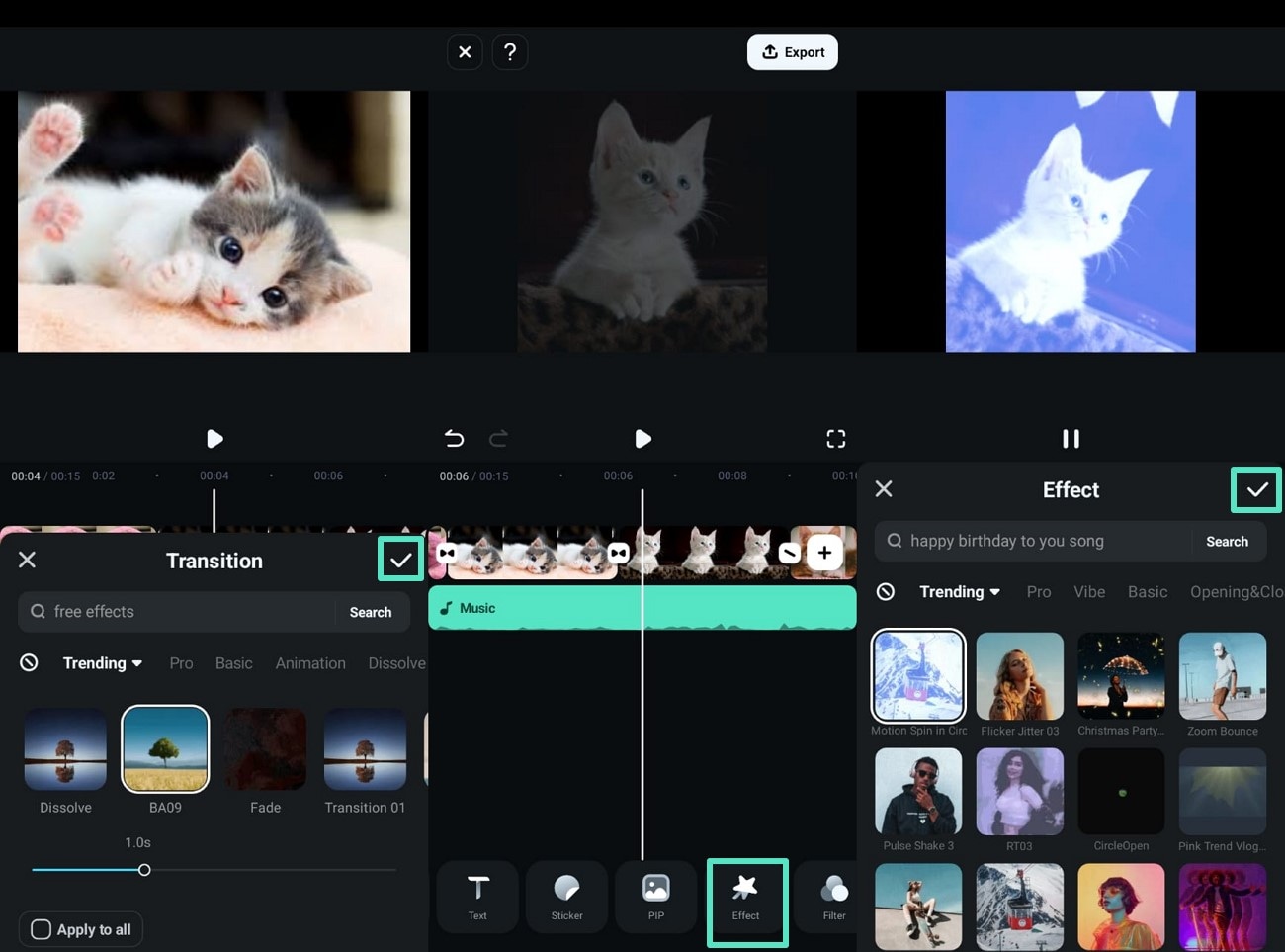 transitions and effects on slideshow