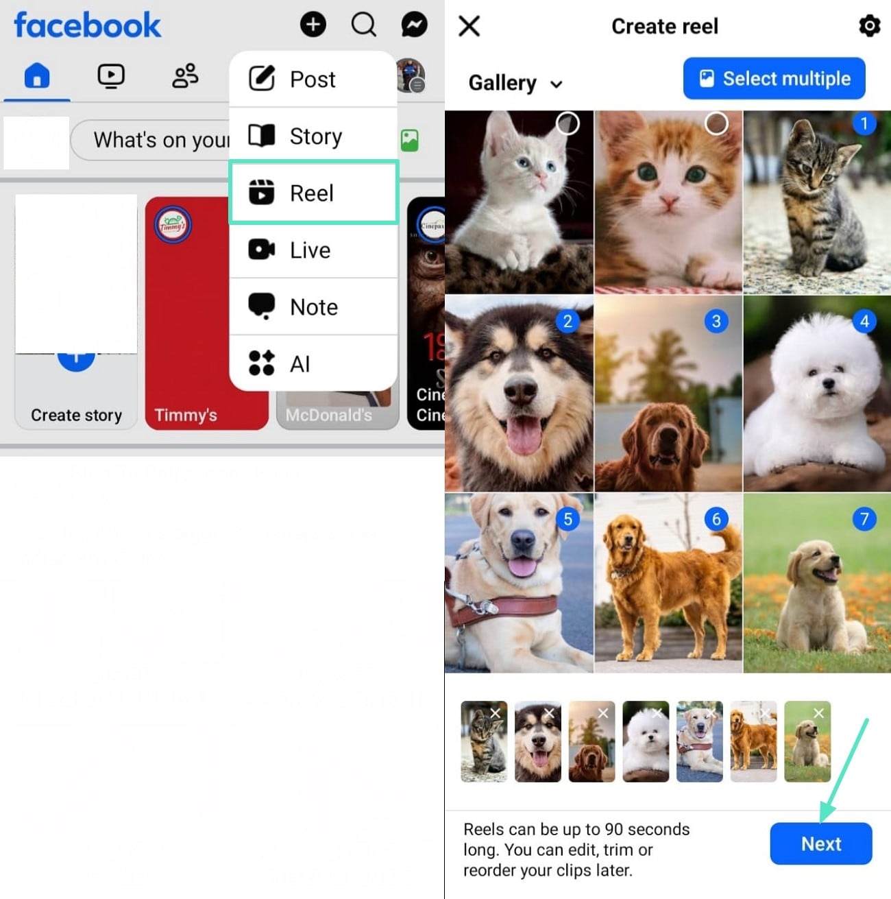pick make reel select multiple images
