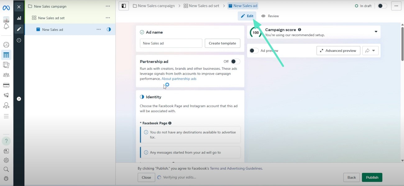 perform edits on facebook slideshow