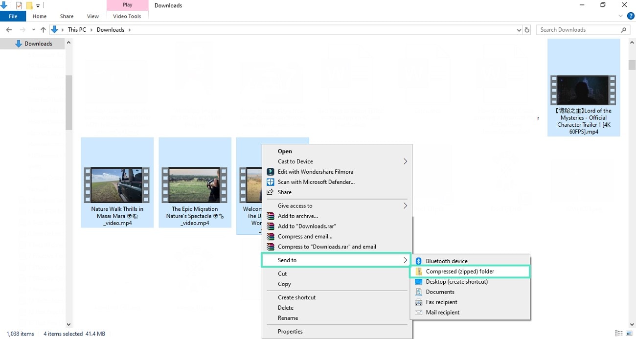 compress video zipped folder