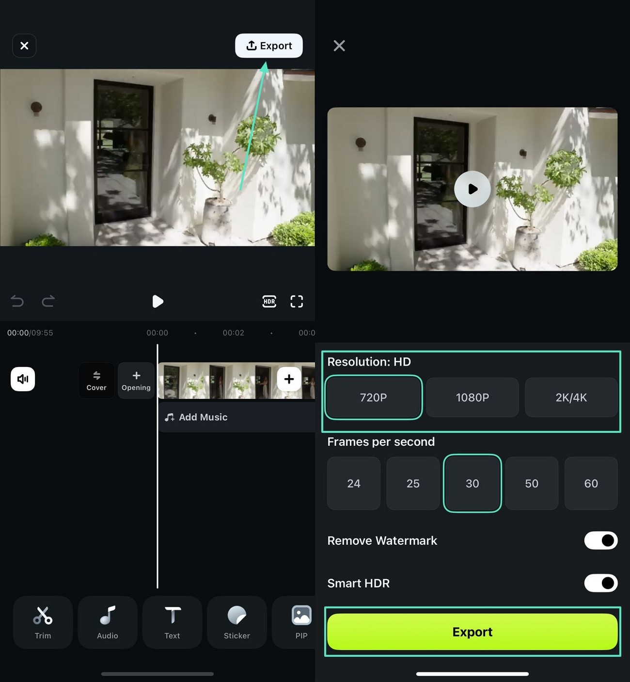 pick lowest resolution export video