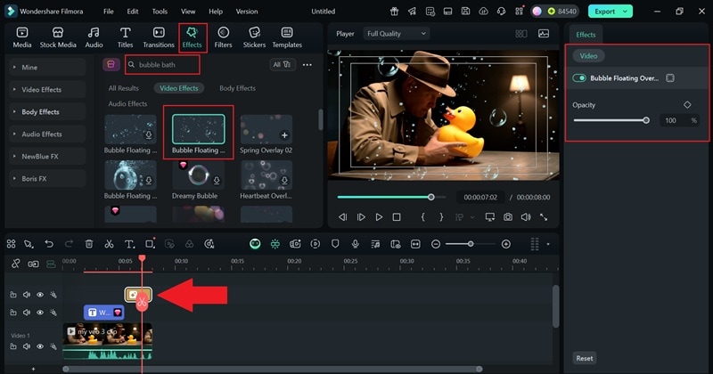 apply bubble video effects