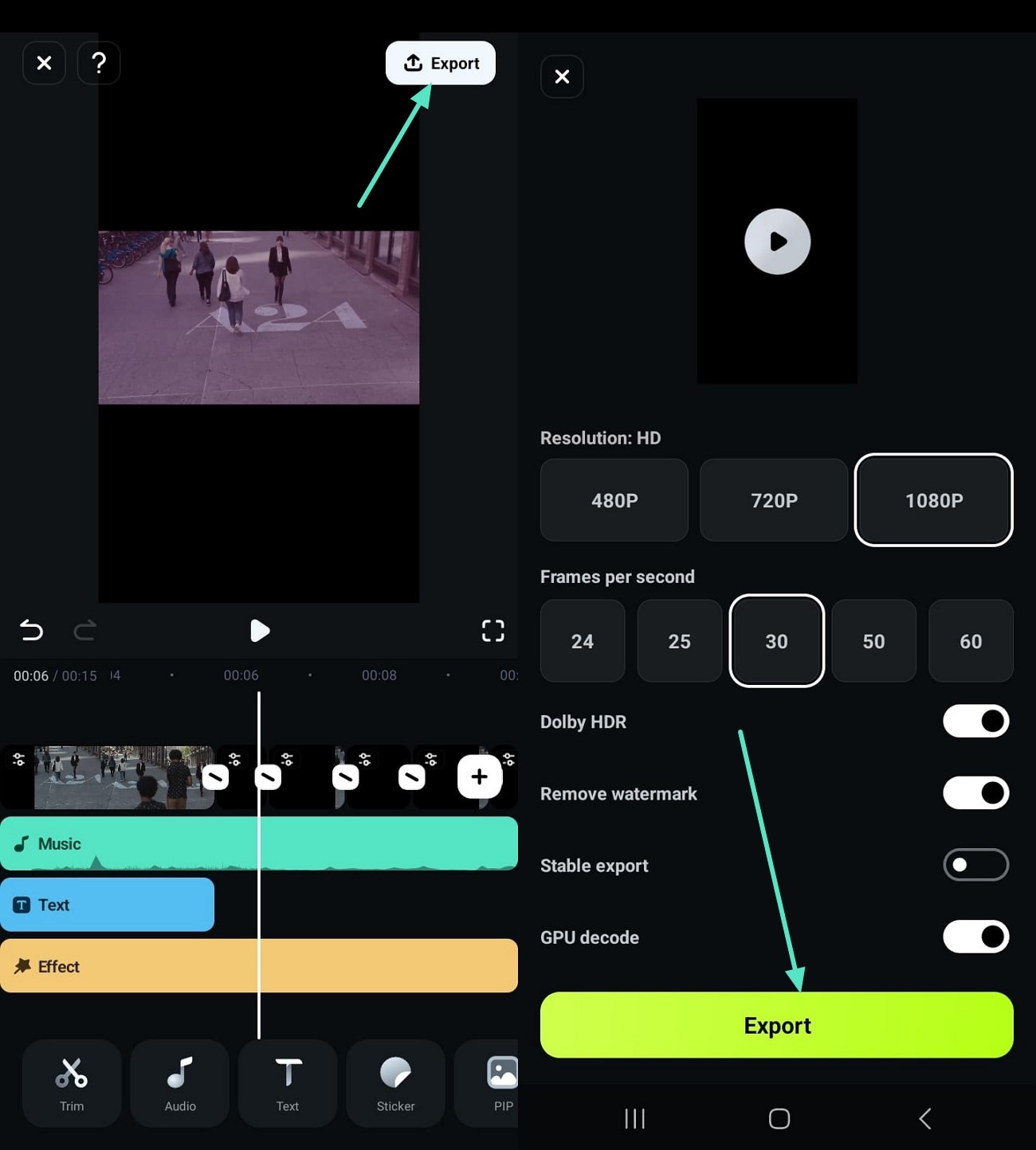 preview and export movie trailer