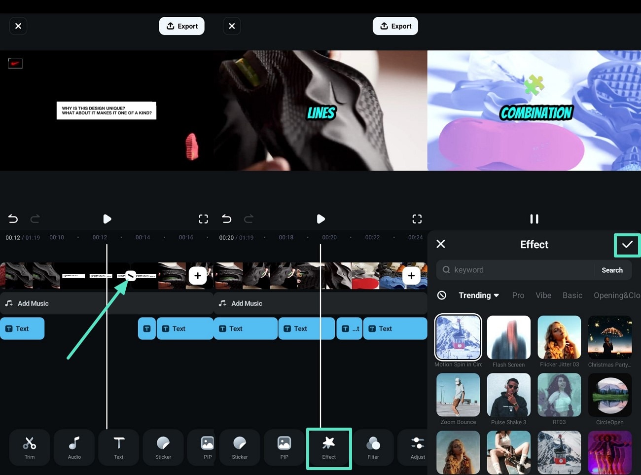 apply transitions and effects
