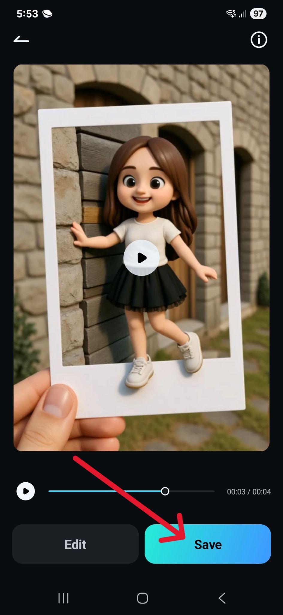 filmora mobile save polaroid photo