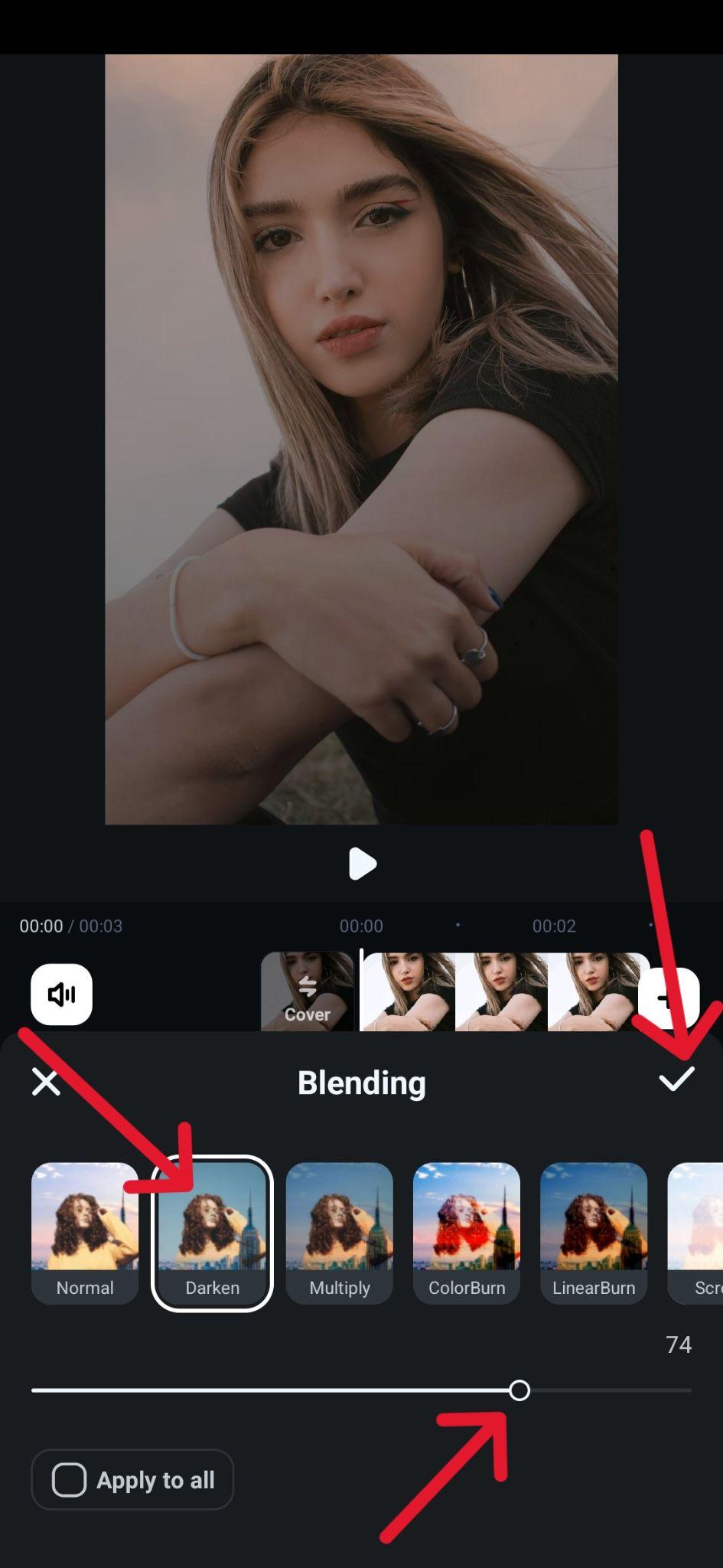 filmora mobile darken feature
