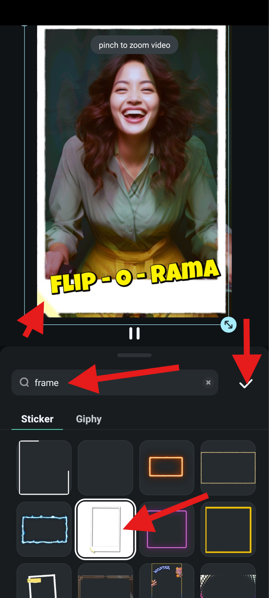 add and adjust frame sticker filmora