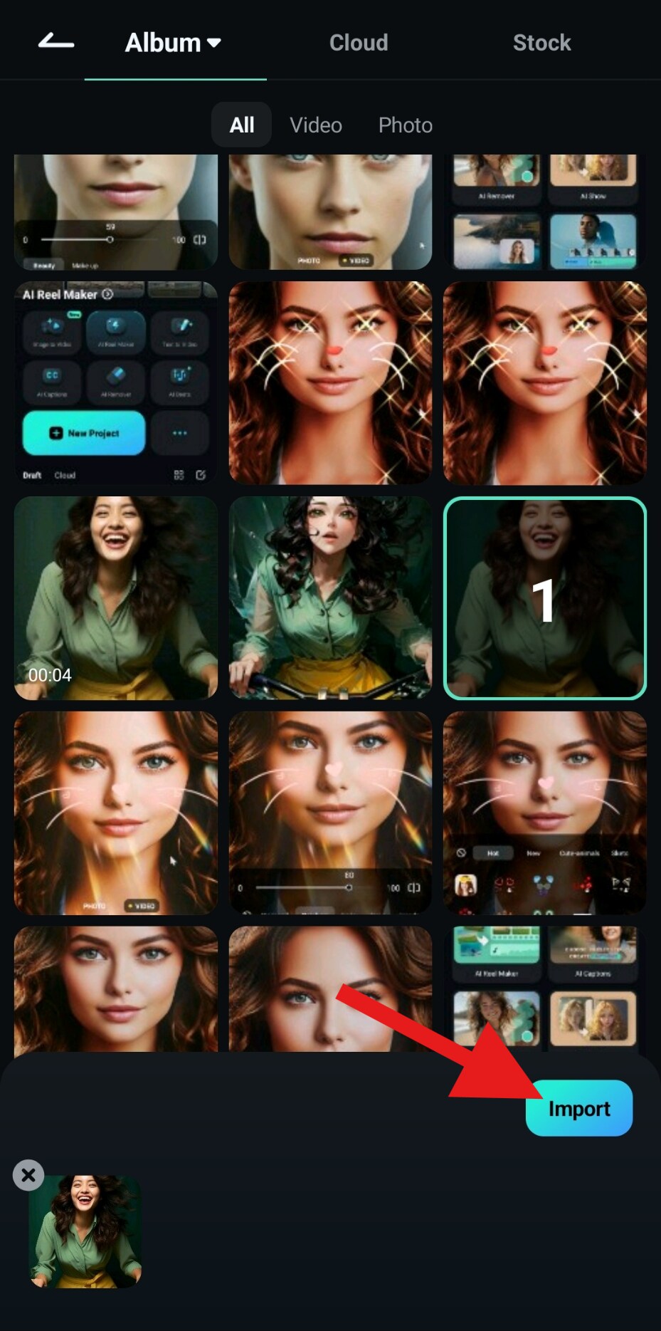 import images to filmora mobile project
