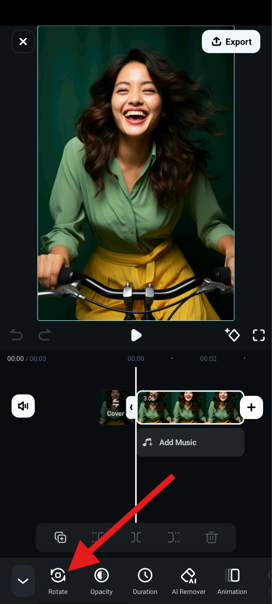 select the rotate images feature filmora