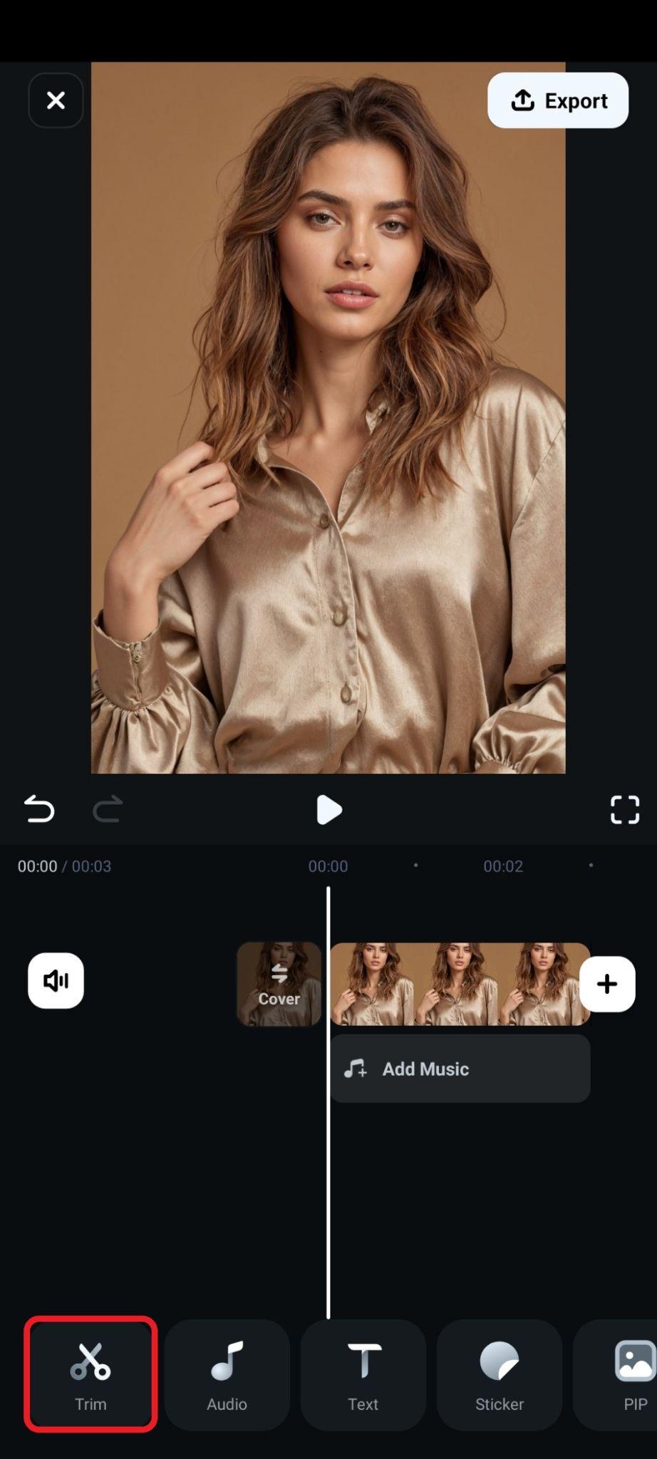 find trim tab in bottom menu