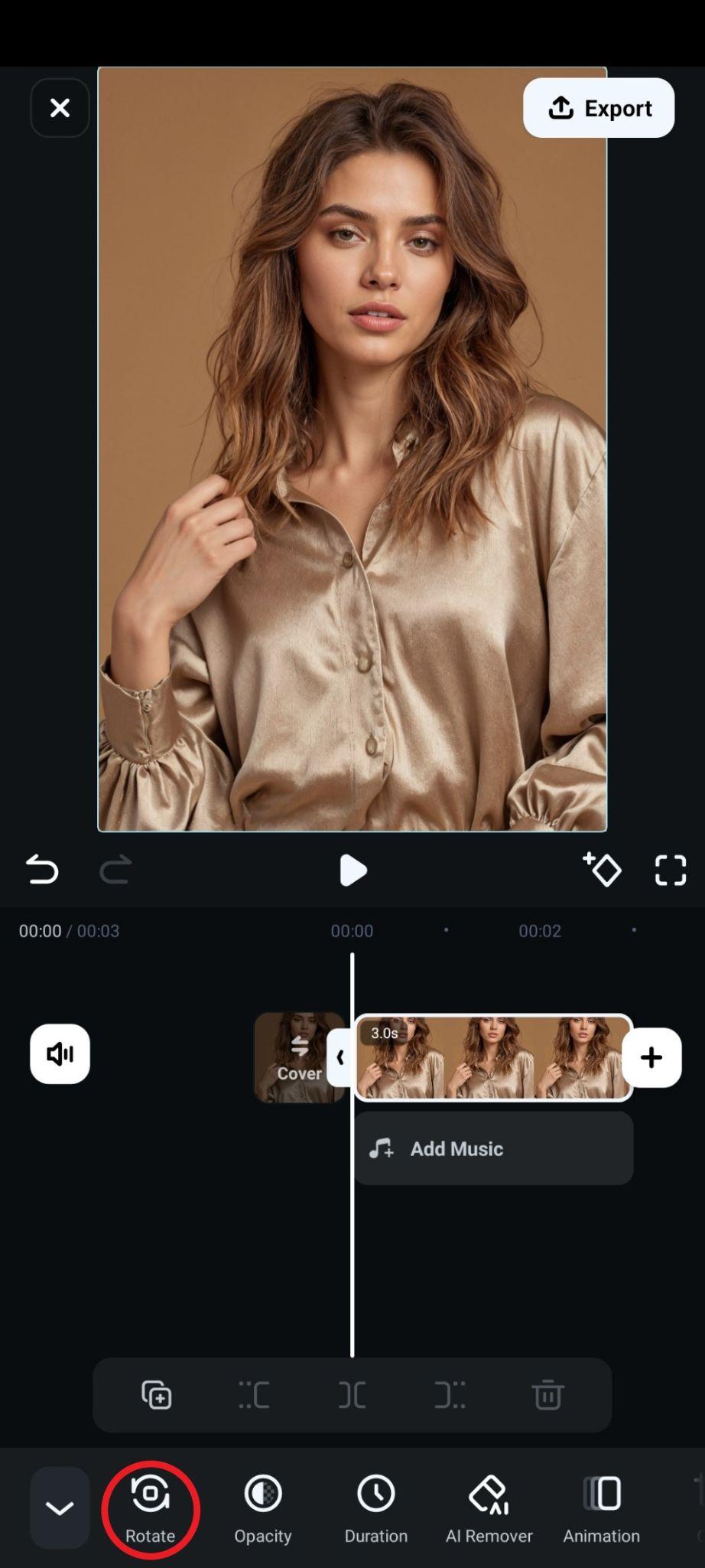 select rotate feature from the submenu