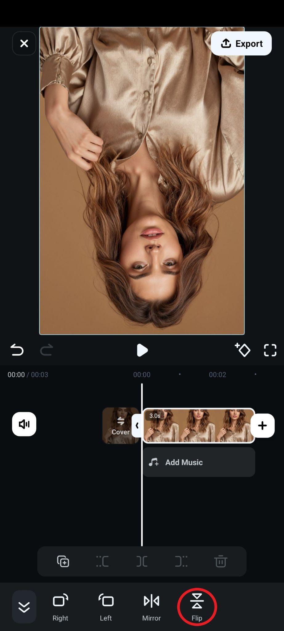 use flip feature from the submenu