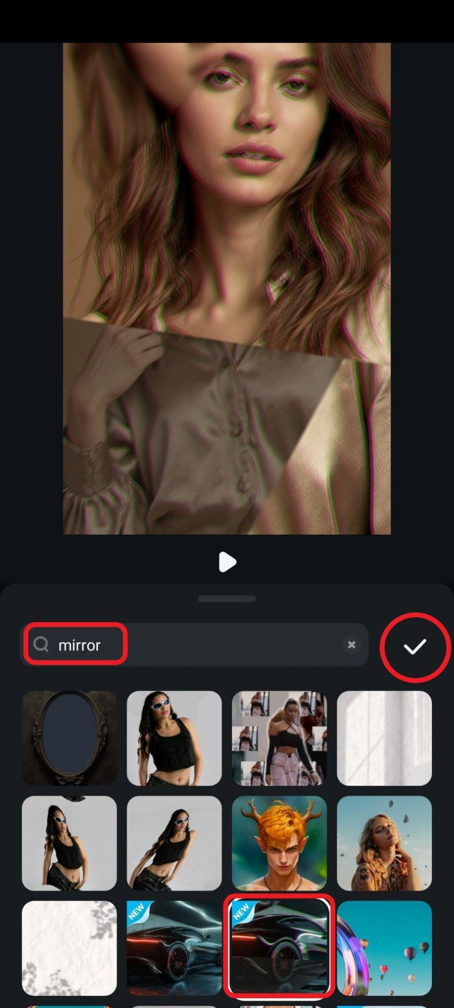 pick mirror effect and accept changes