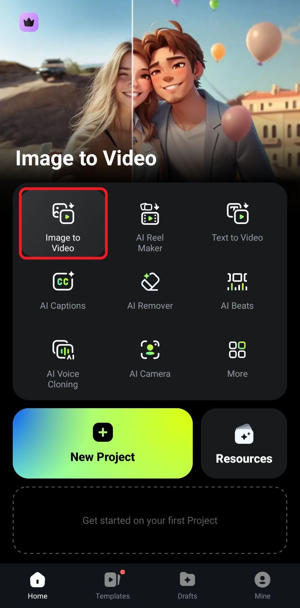 activate image to video feature mobile