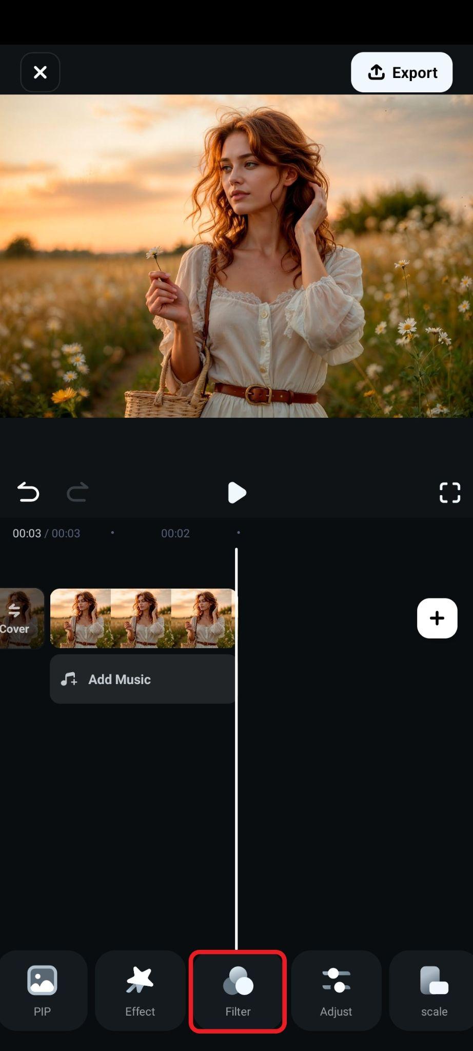 find the filter tab in menu
