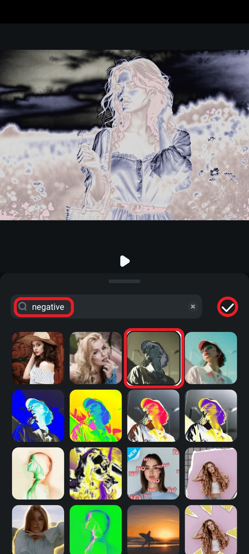 add negative photo effect filmora mobile