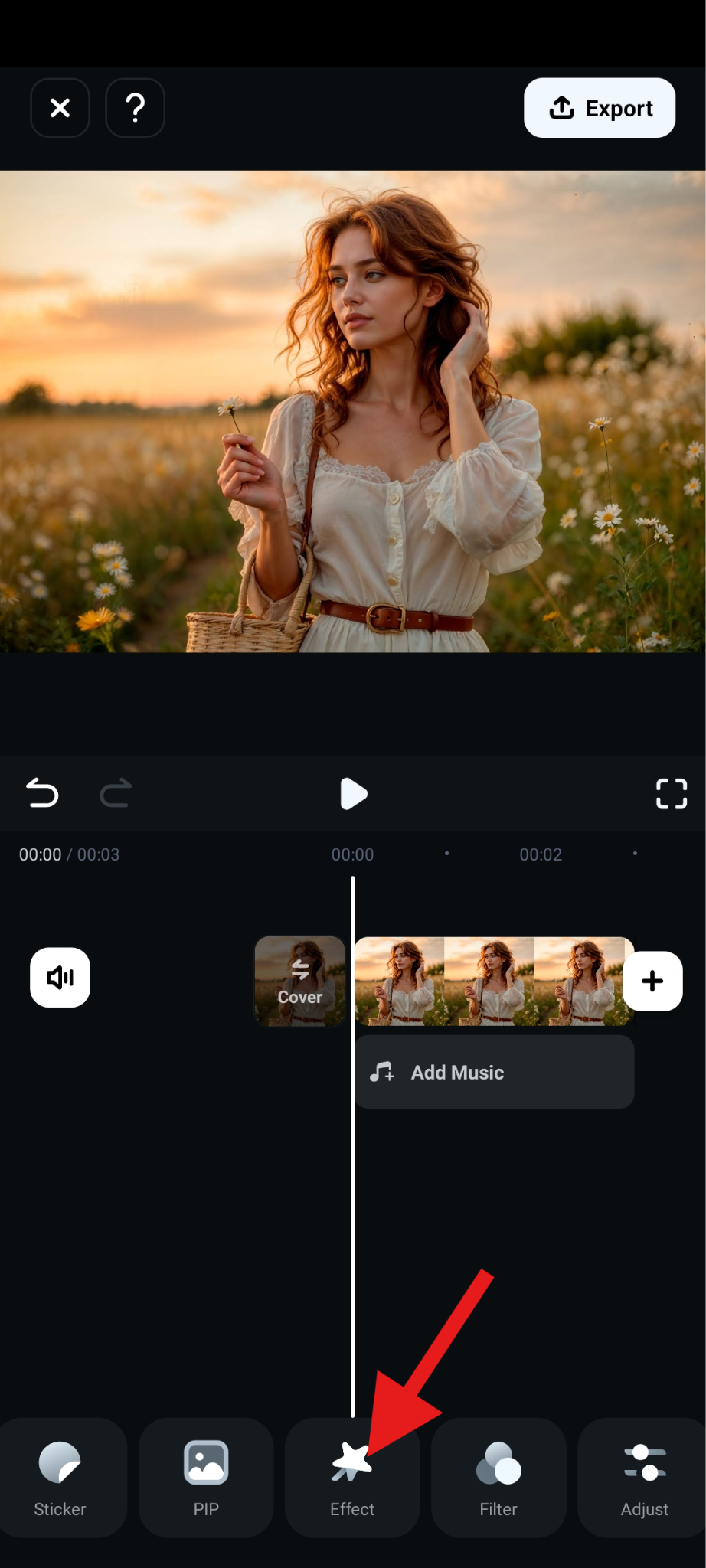 activate effect feature on filmora mobile