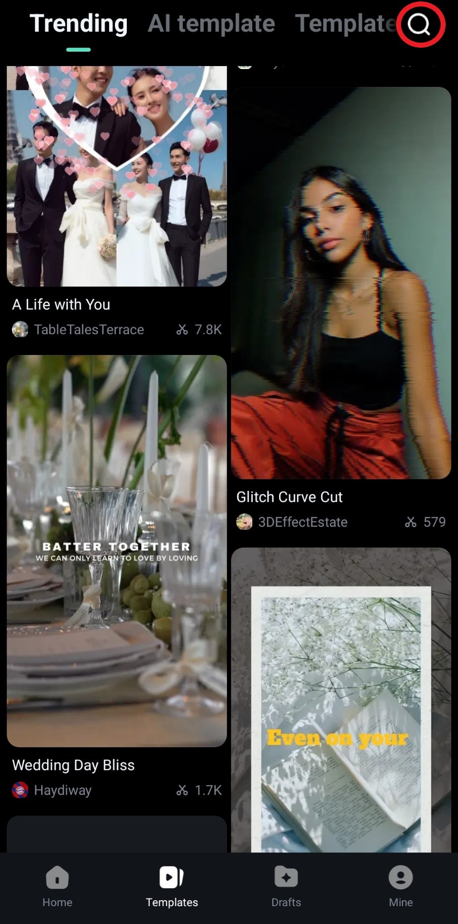 tap to search for polaroid templates