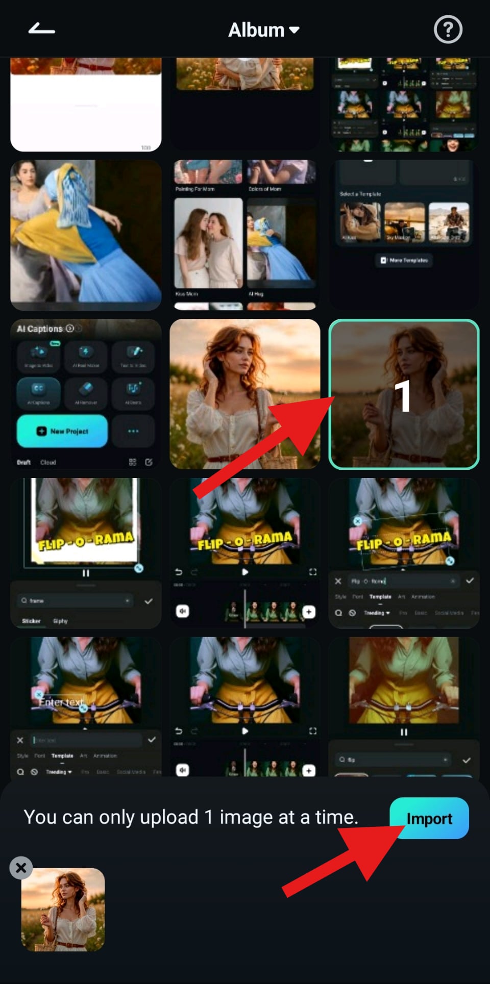 select photo for image to video