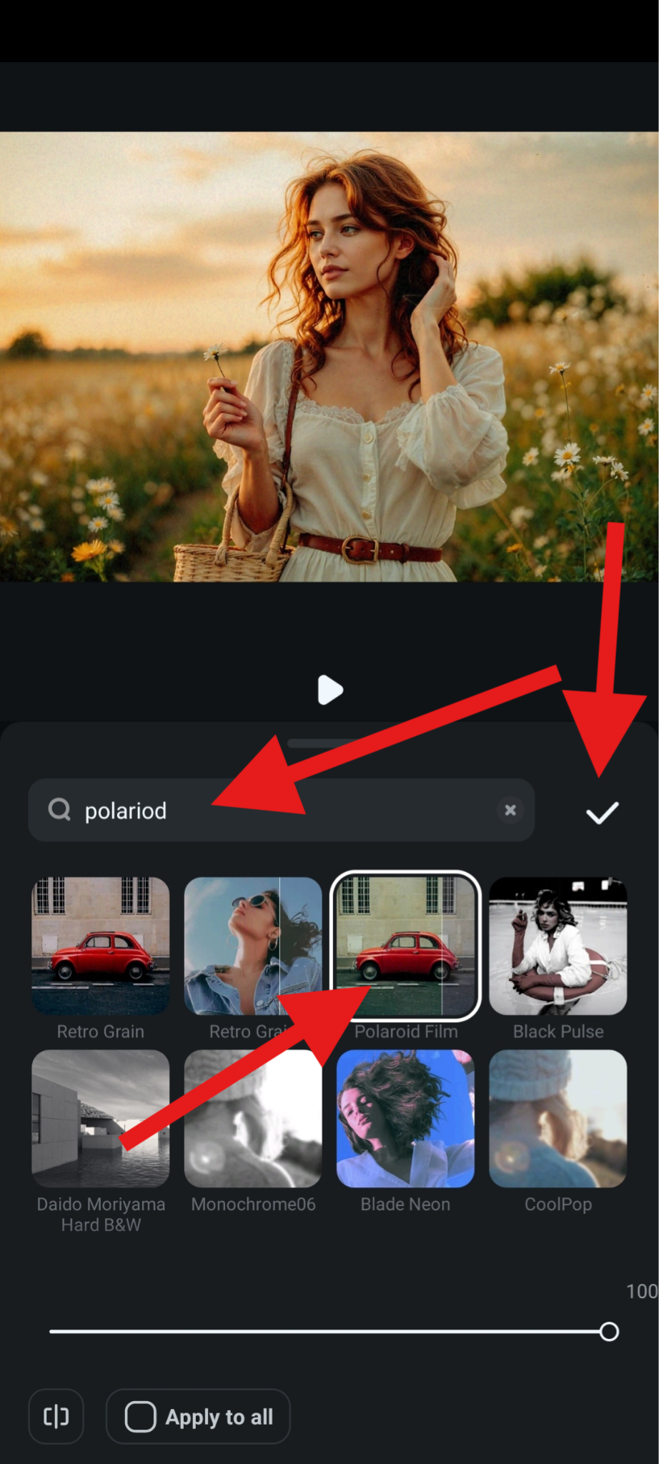 add polaroid filter to photo filmora