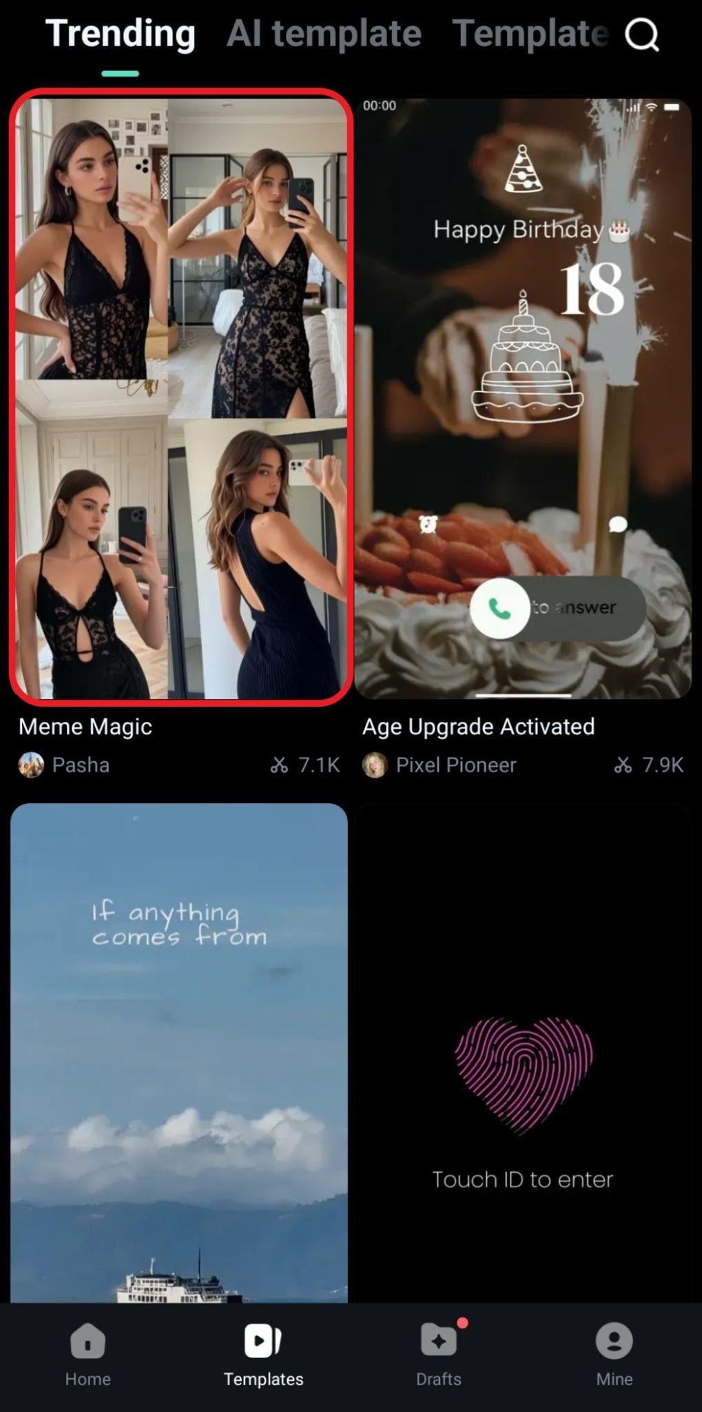 find the right template filmora mobile