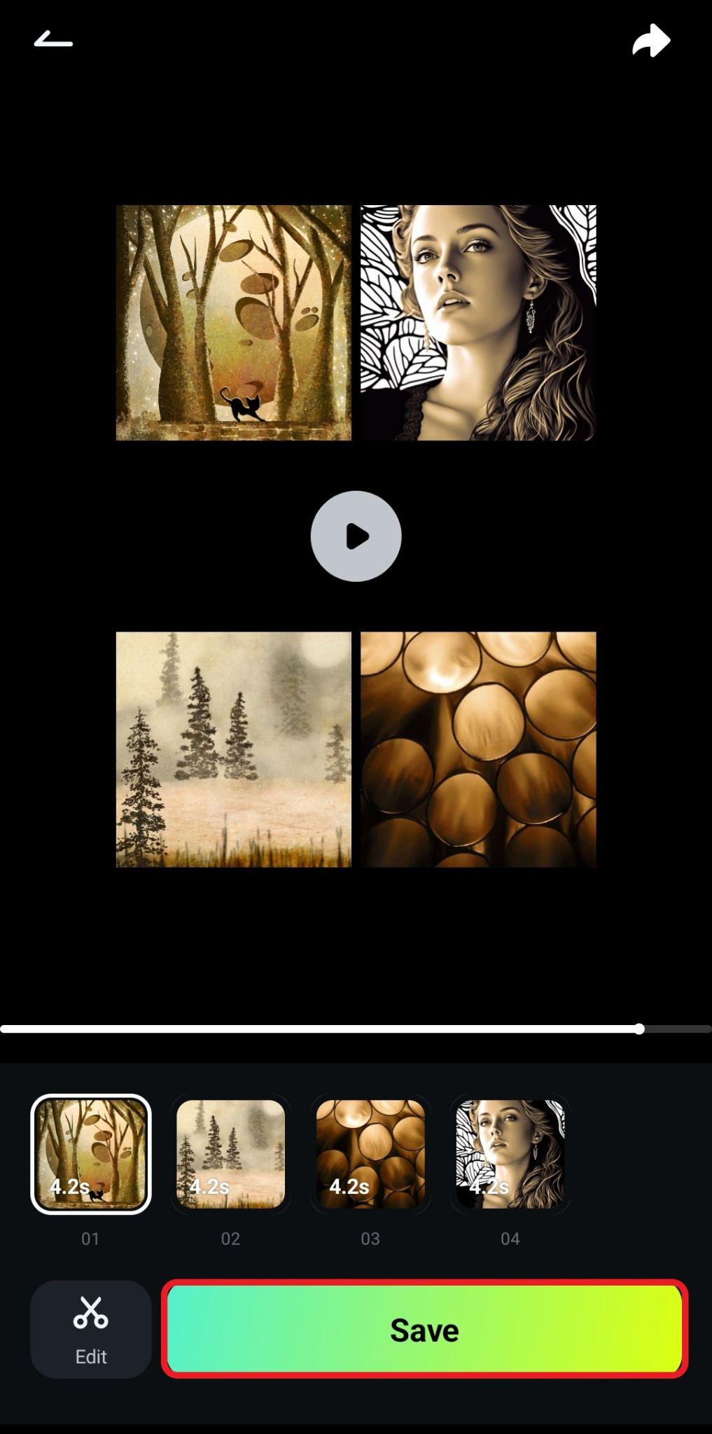 save sepia template video filmora mobile
