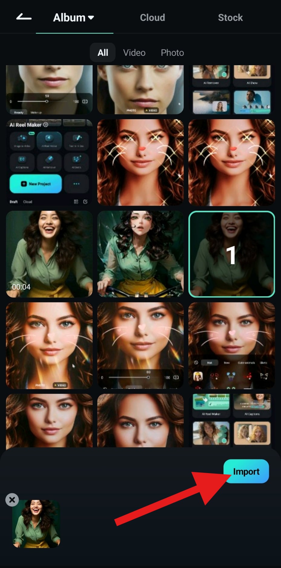 import photo to project filmora mobile