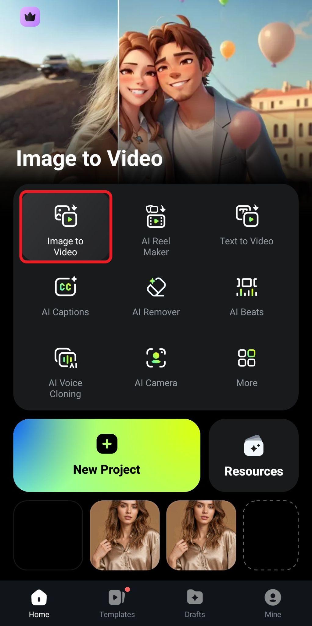 activate filmora image to video feature