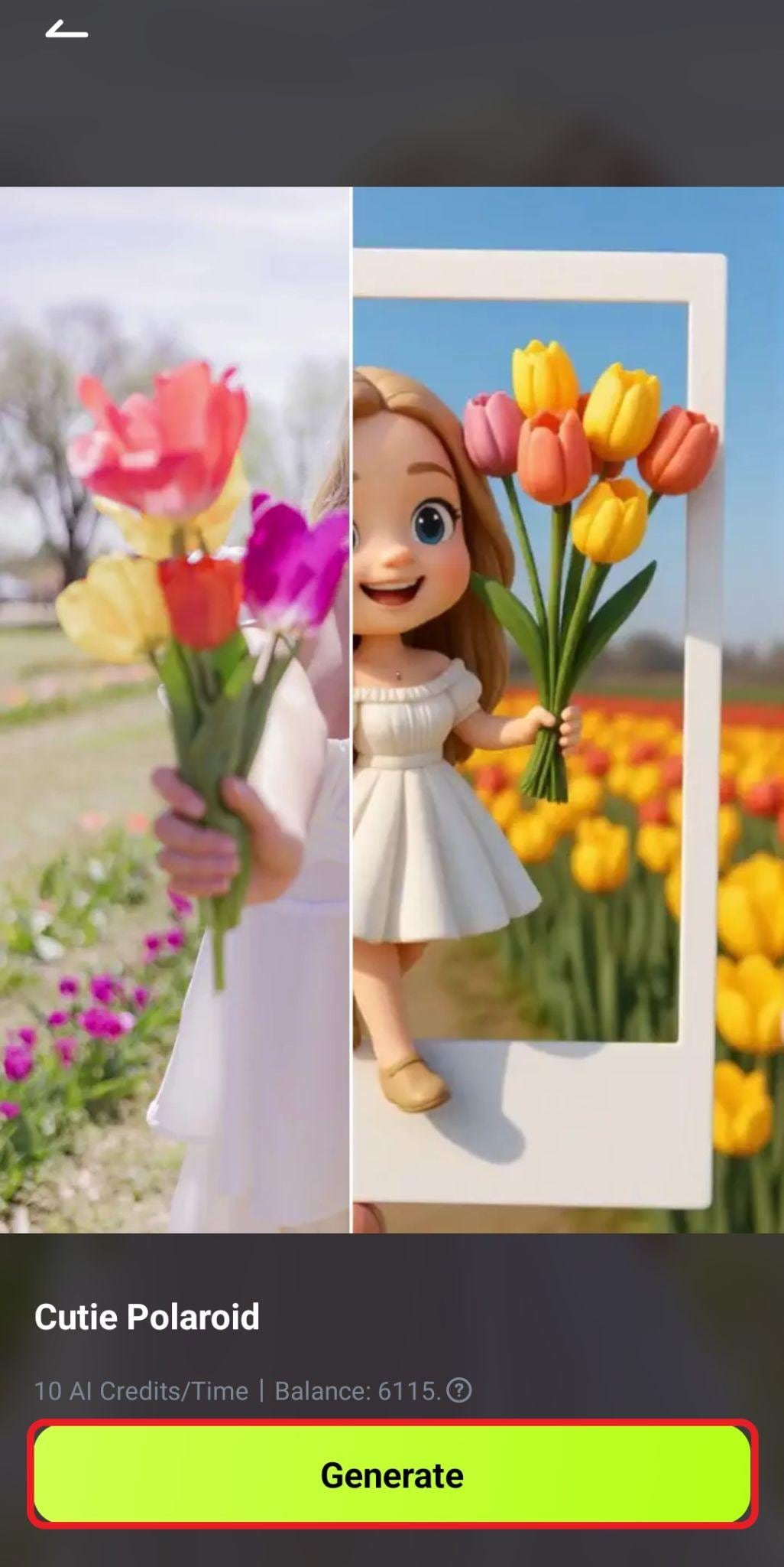 generate cute polaroid image to video