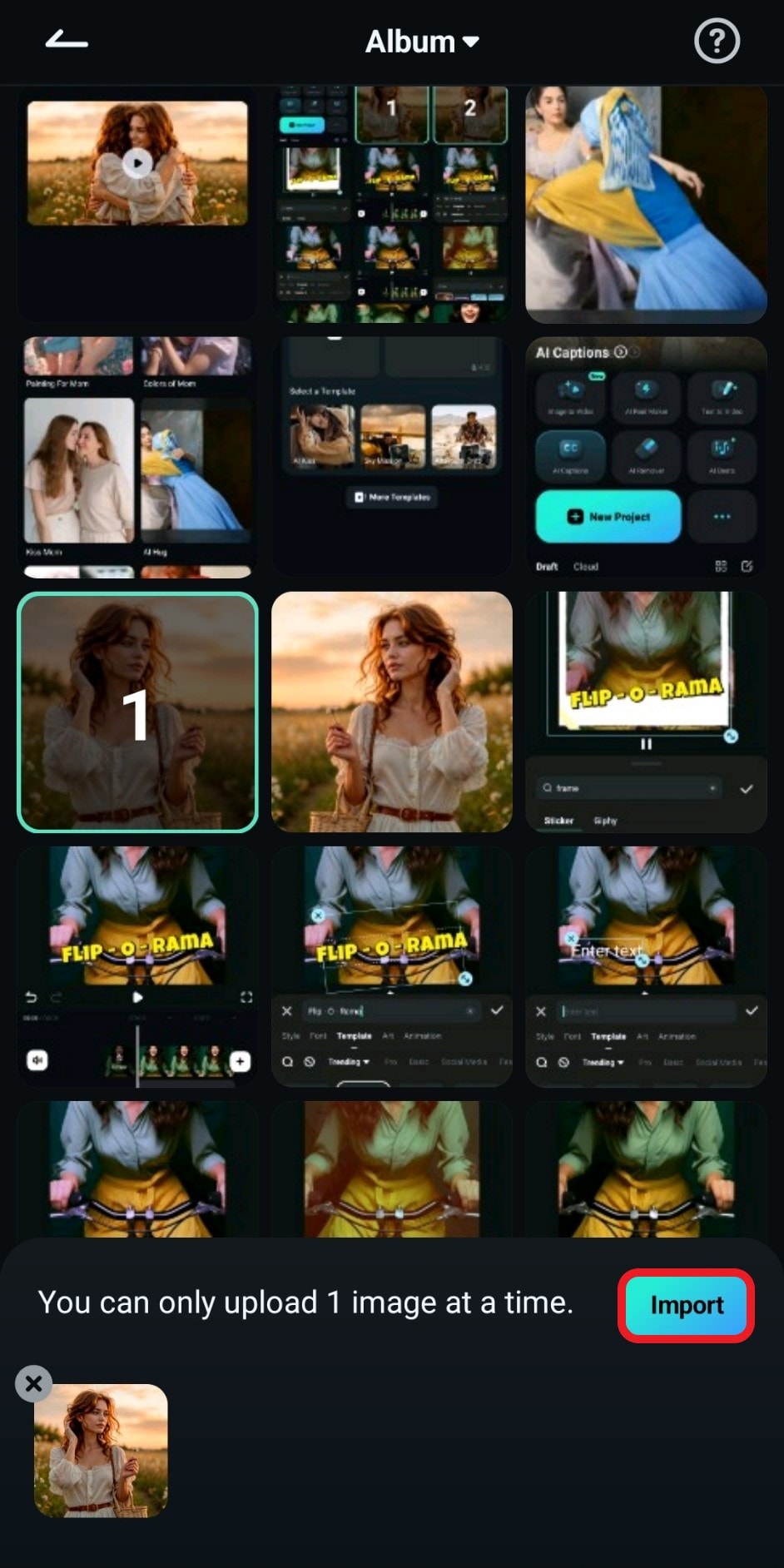 import media files image to video