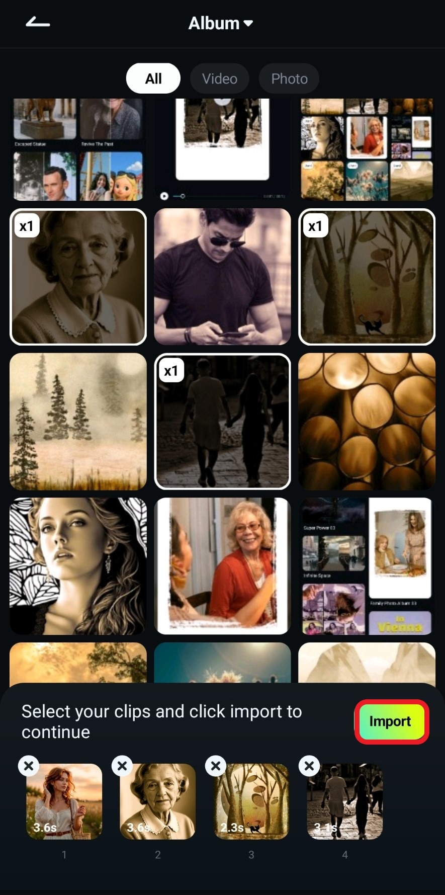 import media files to polaroid template