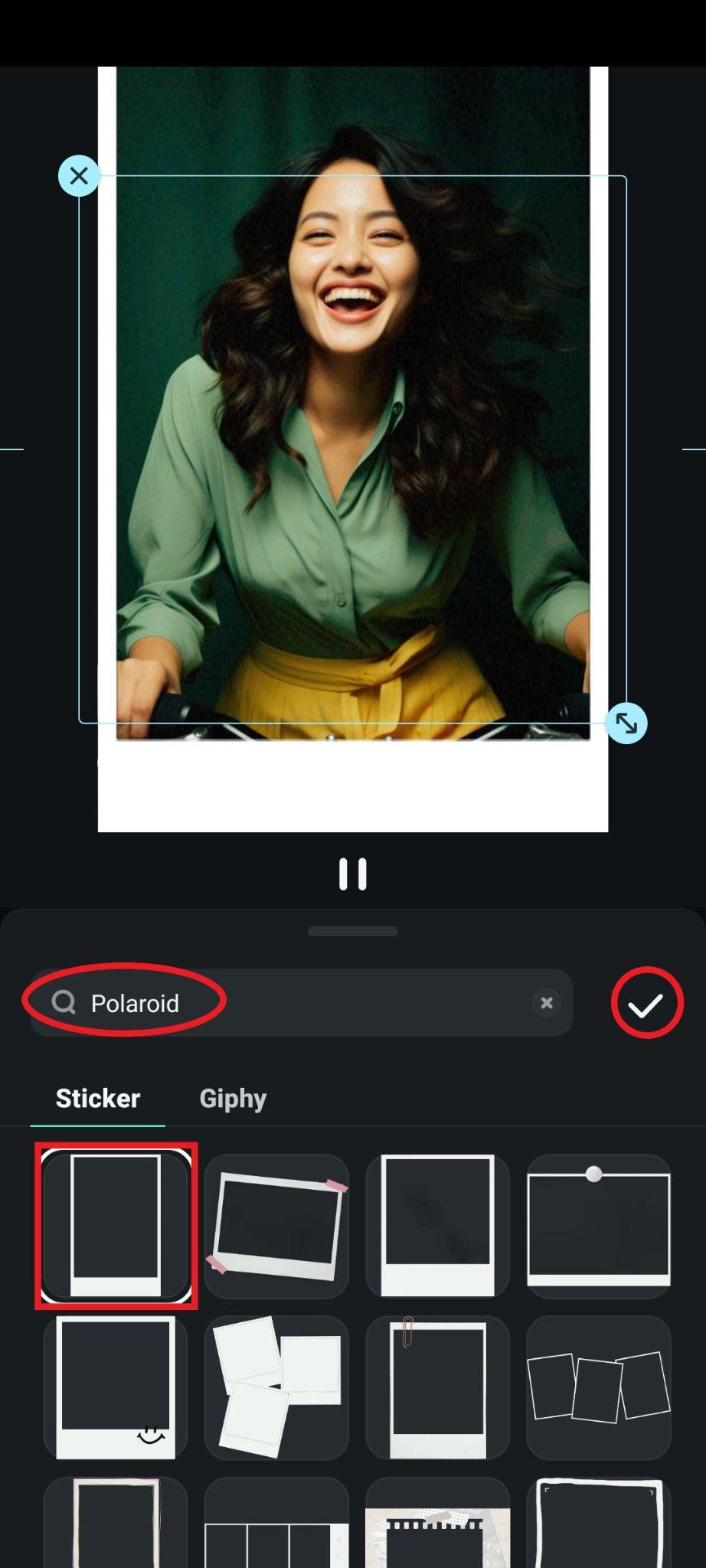 add polaroid sticker overlay filmora mobile