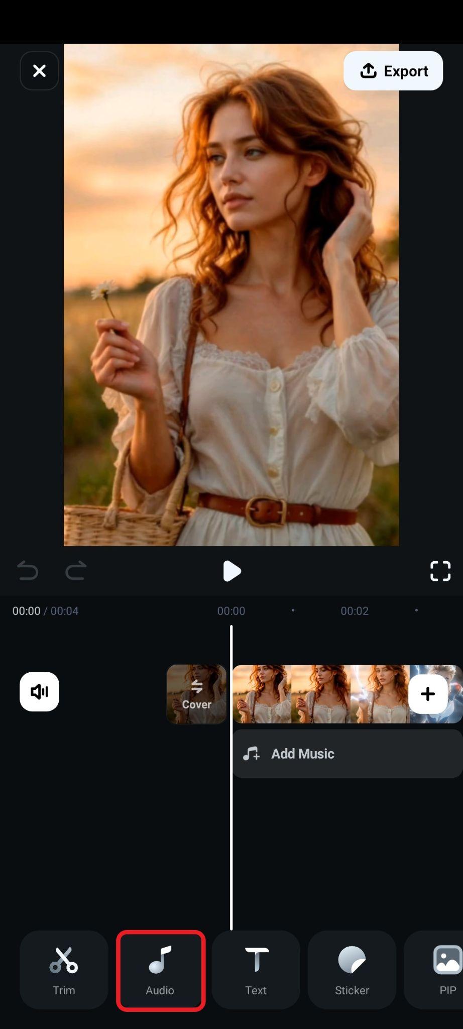 select audio feature using filmora mobile