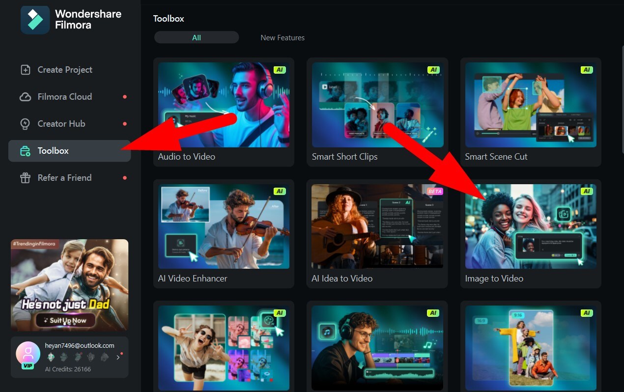 activate image to video feature filmora