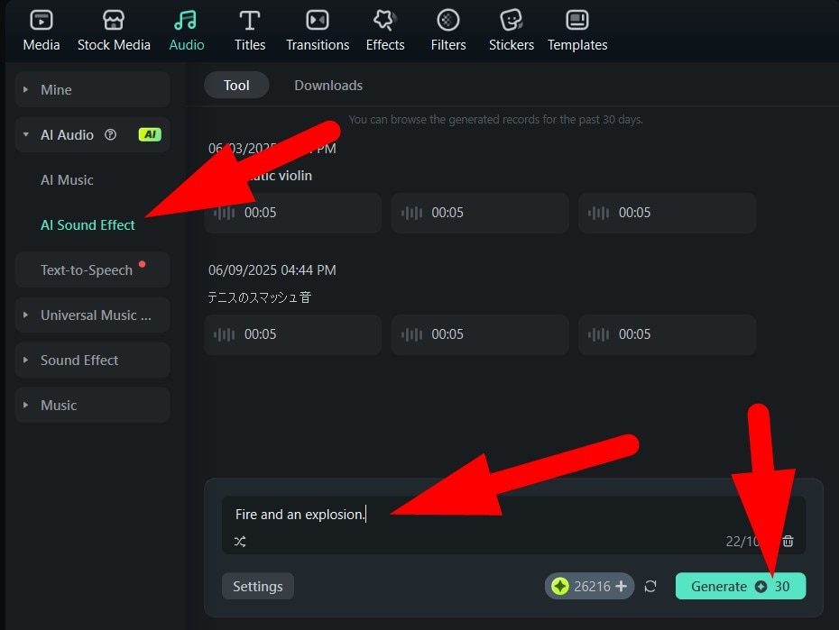generate ai sound effect filmora mobile