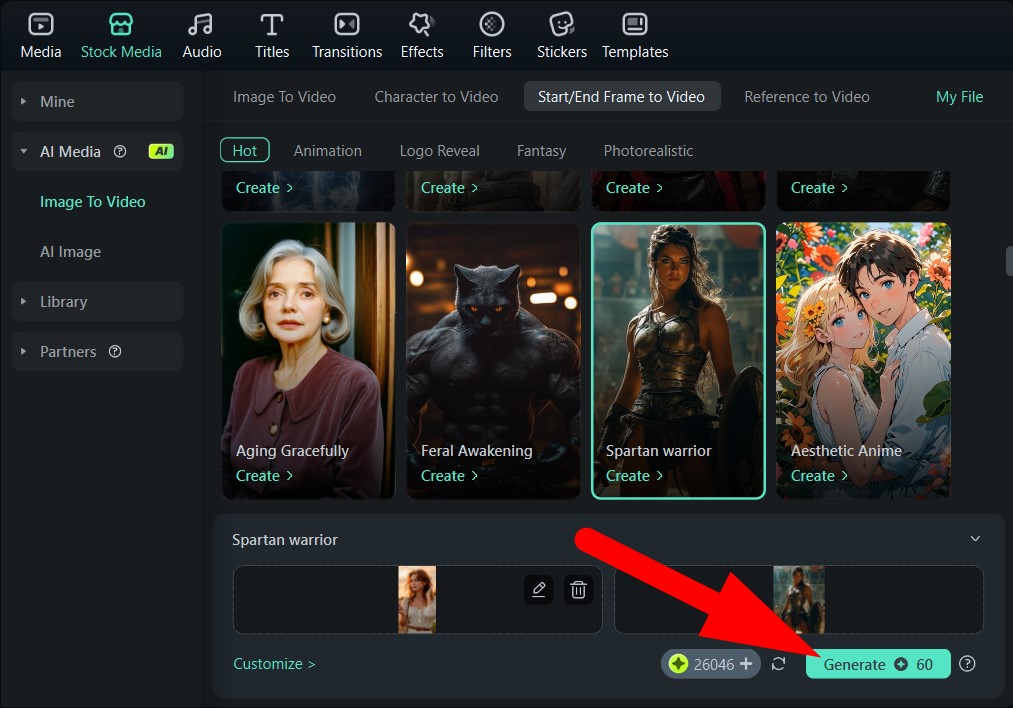 generate first and last frame video